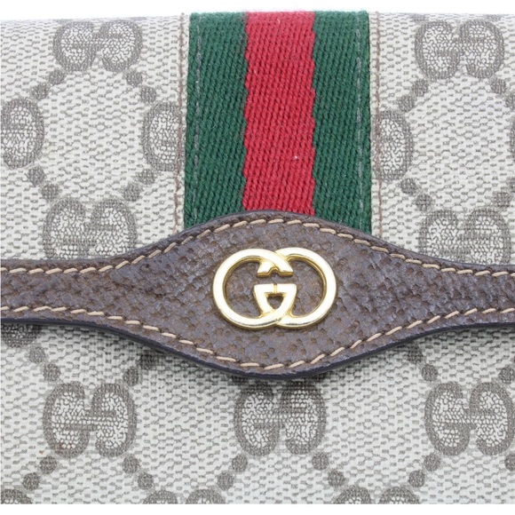 Vintage Authentic Gucci GG Supreme Monogram Brown Canvas And Leather Snap Wallet - Picture 6 of 9